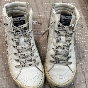 Vintage Havana White High-Top Sneakers with Branded Laces